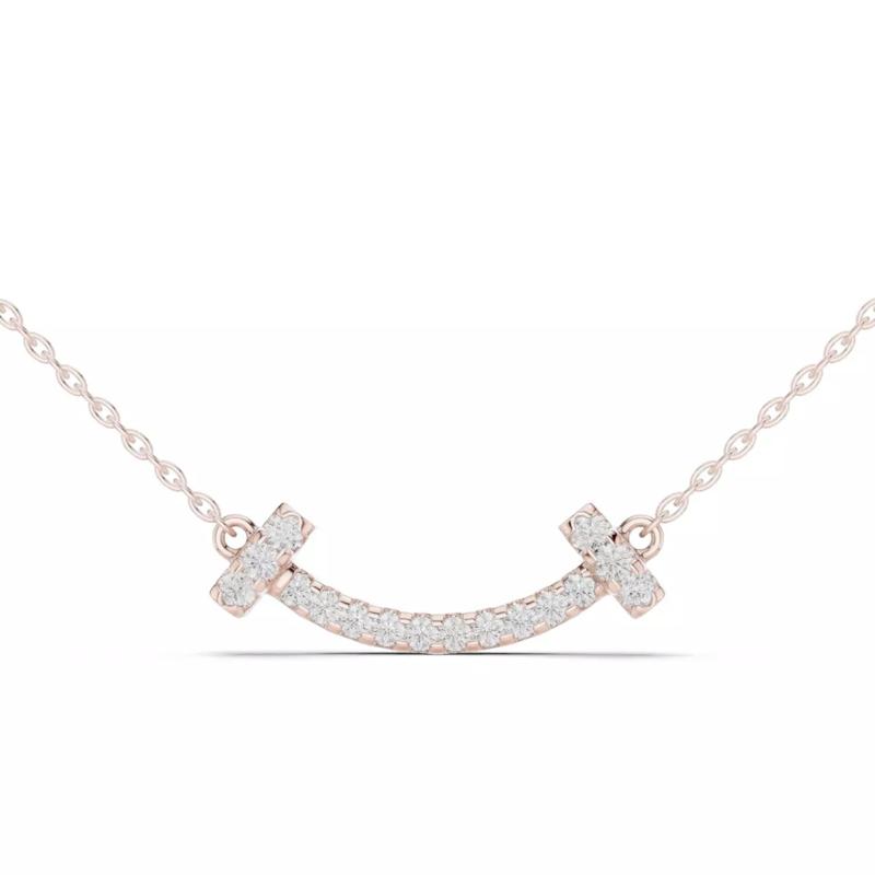 Round Diamond Smiley Pendant Woman Necklace 3dm STL Video