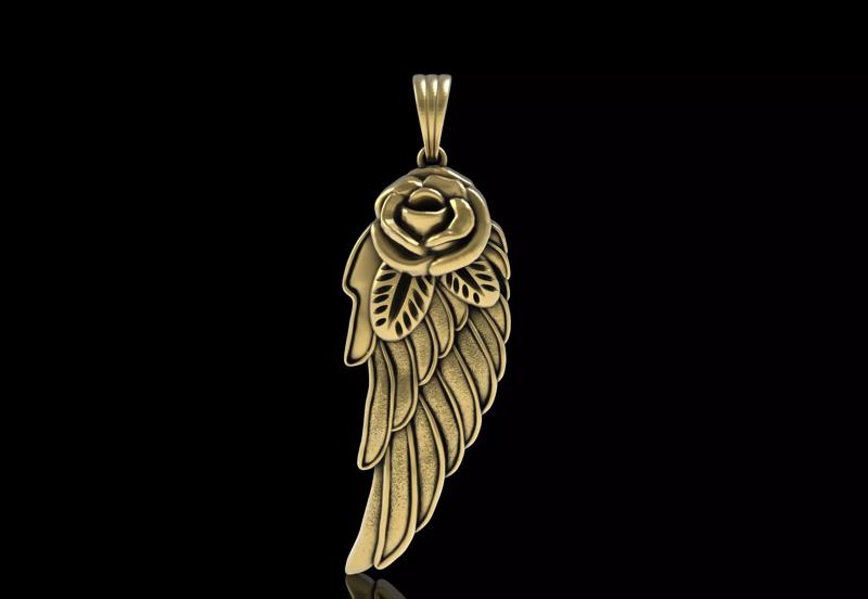 Rose Flower with Wing Pendant