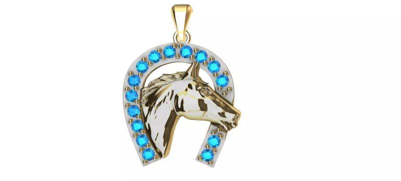 Horse and Horseshoe Gems Pendant