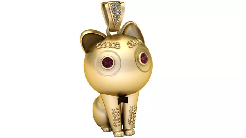 LUXURY GOLD CAT PENDANT 3D PRINTABLE MODEL