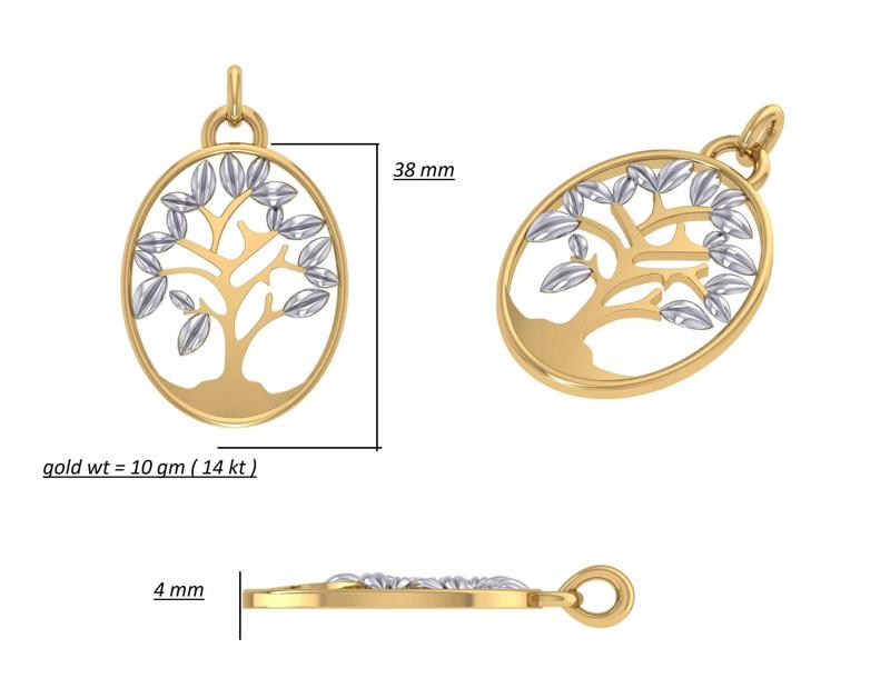 Golden Tree of Love Pendant Ready STL Model For Print