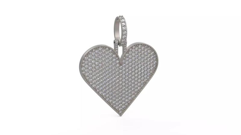 Model 1127 Playing Cards Hearts Iced Out Pendant Large 40mm