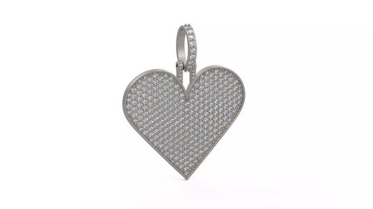 Model 1127 Playing Cards Hearts Iced Out Pendant Large 40mm