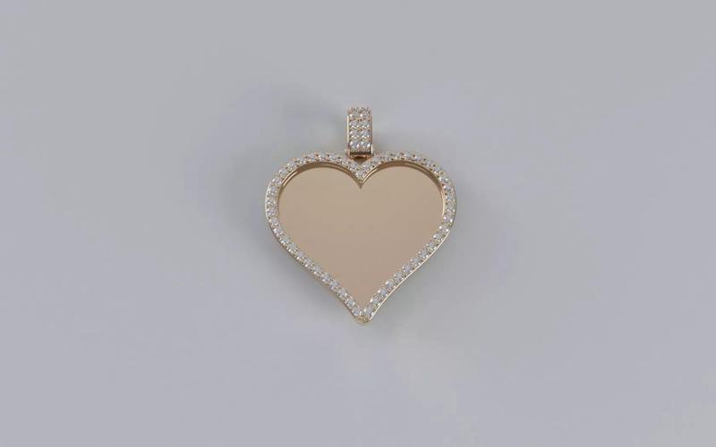 Heart Picture Pendant - Smaller Stones - 30mm Wide