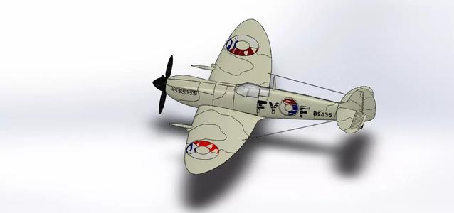 SolidWorks Spitfire Fighter Plane WWII Aircraft 3D Model