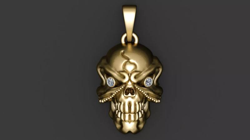 GOLDEN SKULL FACE PENDANT 3D PRINTABLE MODEL