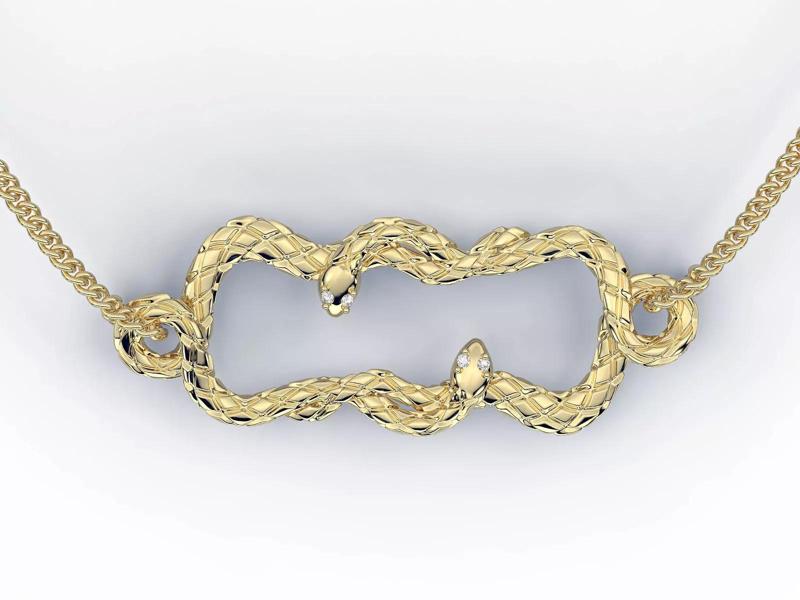 snakes pendant  gold printable jewelry 3D model