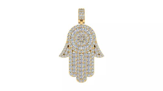 Luxury Iced-Out Hamsa Hand Pendant