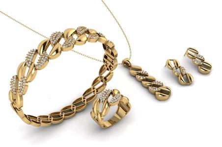 Set S 16 gold bracelet and ring with diamonds