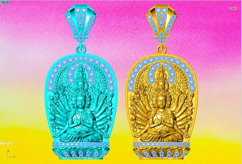 Guan Yin thousand eyes  hands - Avalokistesvara Buddha  pendant