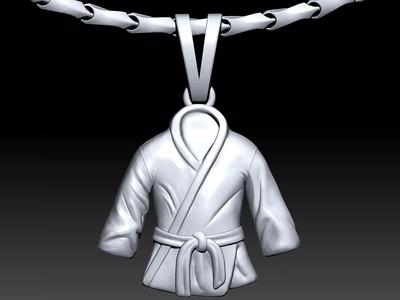 karate dress Kimono pendant Sculpture jewelry gold