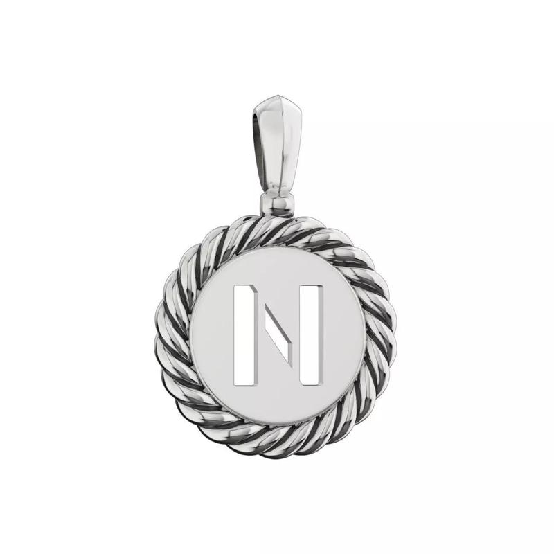 N175 N sterling silver pendant with letter