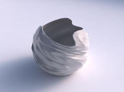 Bowl spheric wavy with fibers smooth inside