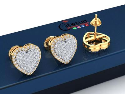 Custom Bubble Heart Diamond Studs - Heart Earrings Unisex
