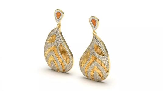 Diamond Earring with bamboo texture