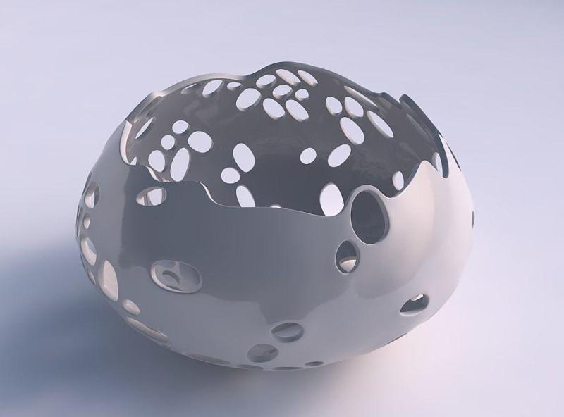 Bowl squeezed twisted with twisted bubbles holes