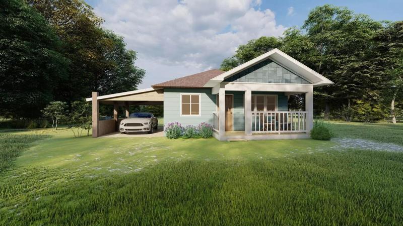 House with carport 3D model