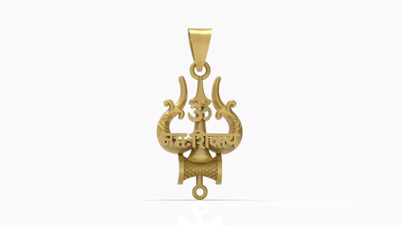 Trishul Damru Pendant - 003