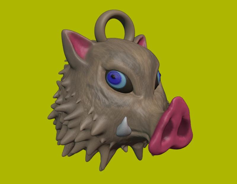 2 in 1 Inosuke Hashibira Keychain head & Wall decoration