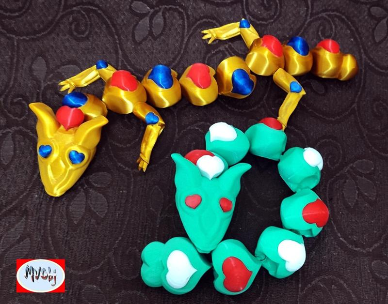 Love Dragon. Heart Dragon. Valentine's day gift. Heart DragonSnake. Articulated Dragon. Articulated Snake
