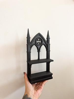 Gothic Cathedral Shelf STL 3MF | Gothic Arch Mini Display Stand 3D Print Model | Dark Occult Decor