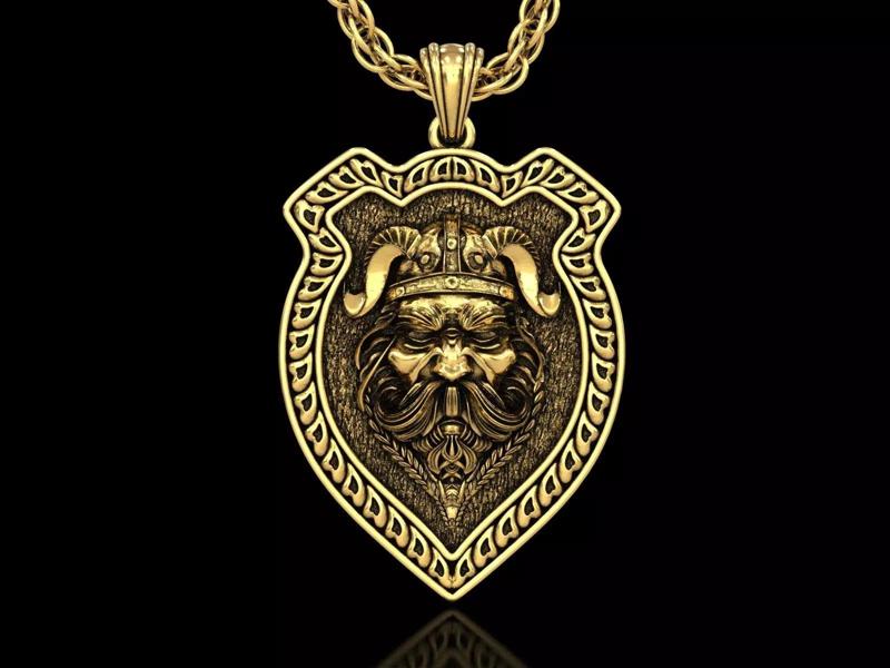 The Viking Warrior Head Shield Pendant V2