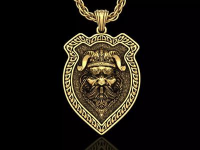 The Viking Warrior Head Shield Pendant V2