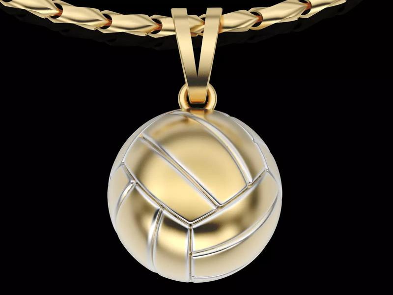 Volleyball Ball Pendant Silver Gold  Print