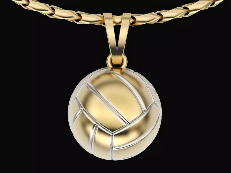 Volleyball Ball Pendant Sculpture jewelry gold