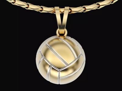 Volleyball Ball Pendant Sculpture jewelry gold