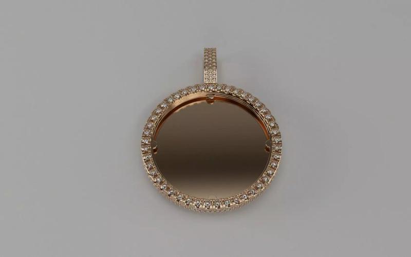 50mm Picture Pendant - 3mm Top with Side Stones
