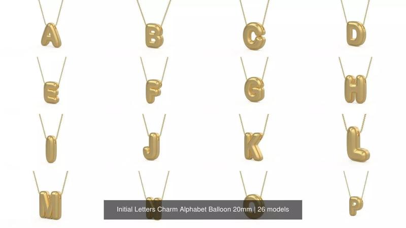 Initial Letters Charm Alphabet Balloon 20mm 3D Model Collection