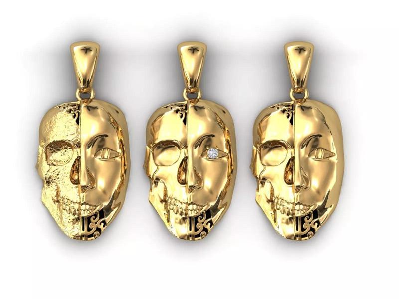 3 Version Bluffmen Pendant Jewelry Model Skull STL Bluff Ring