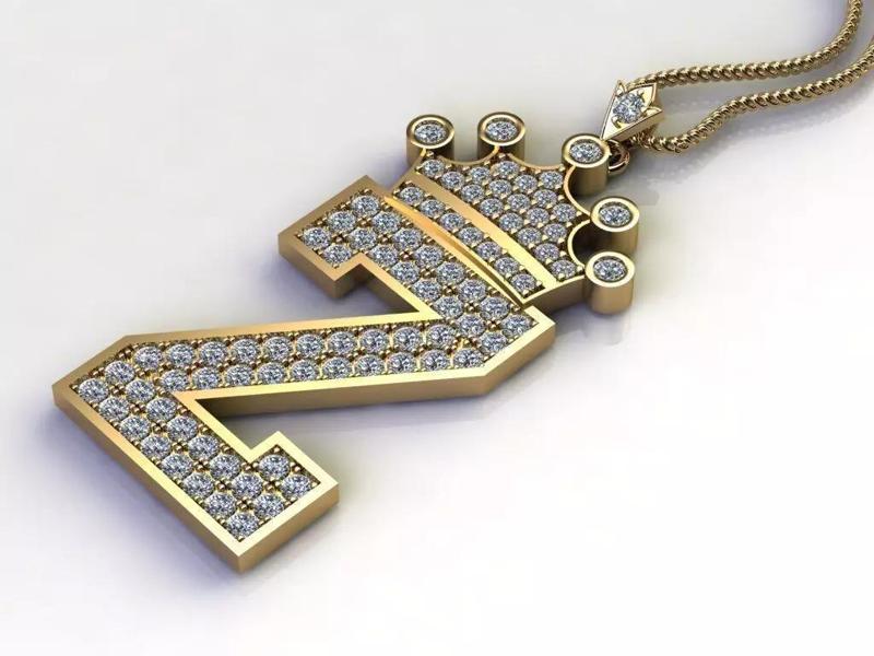 Alphabet V2 Diamond Font Style Pendant Z