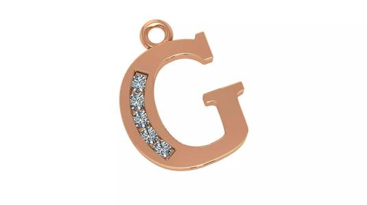 Alphabet Letter G Pendant Charm 3dm stl render details
