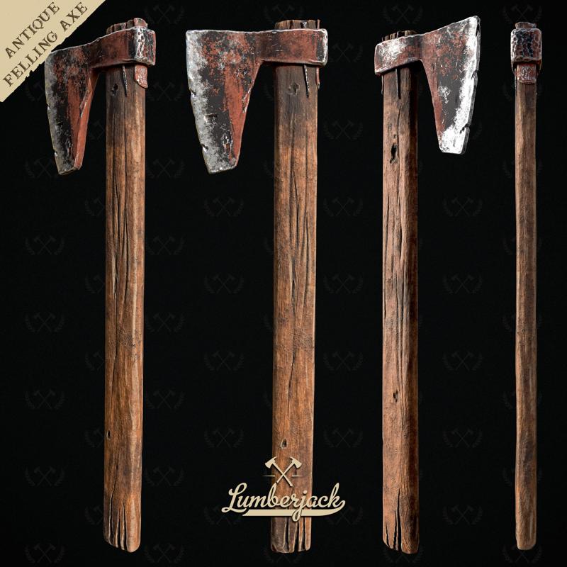 Felling Axe Antique - Diorama Miniature TableTop - Lumberjack