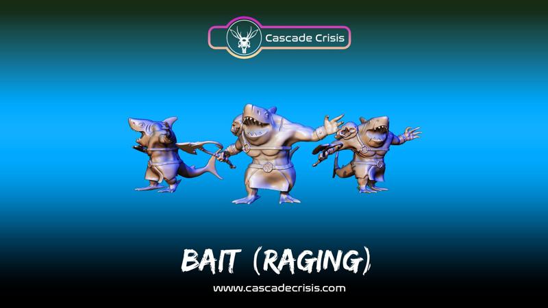 Bait RAGING! - Sharkfolk Barbarian (28mm, 32mm, & Display Size)