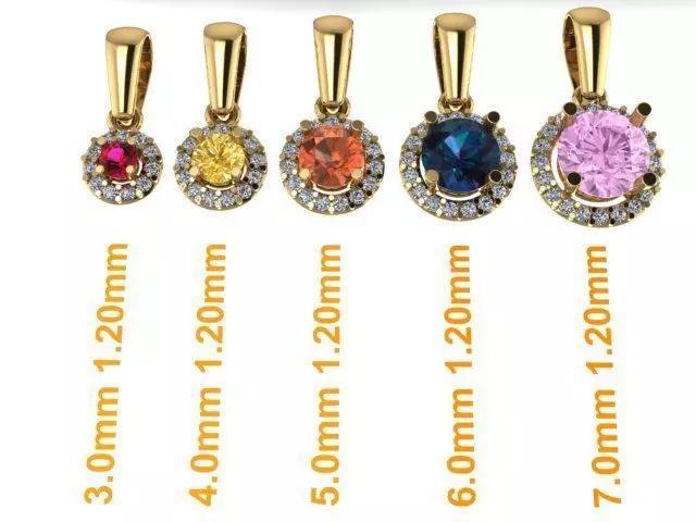 Dainty Round Halo Pendant with Bell Mix Sizes