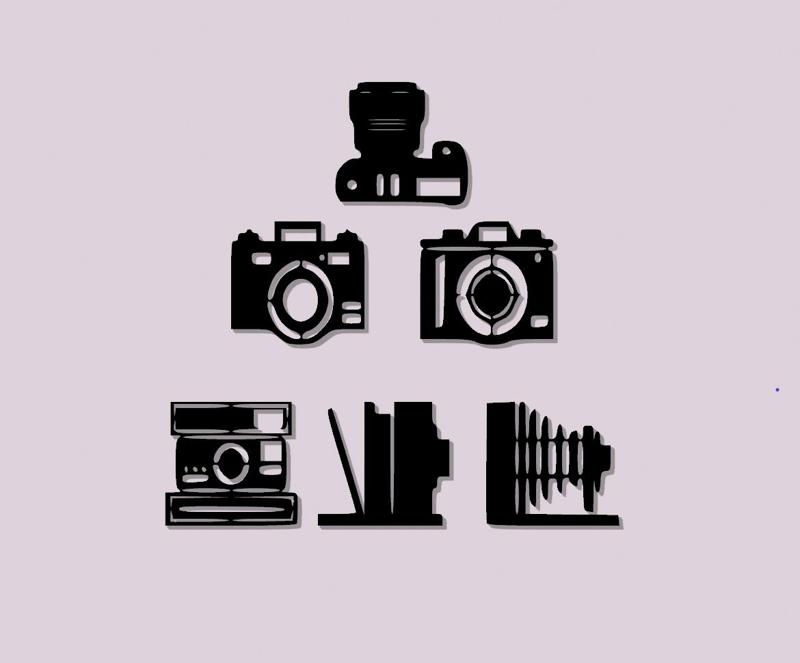Photography Camera Wall Decor -black pack of 6