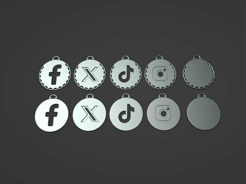 social media .m3d eychain pendants stl