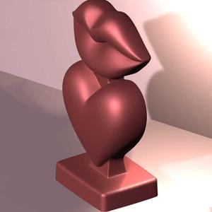 Love Lips & Heart Sculpture – 3D Printable Romantic Decor Statue