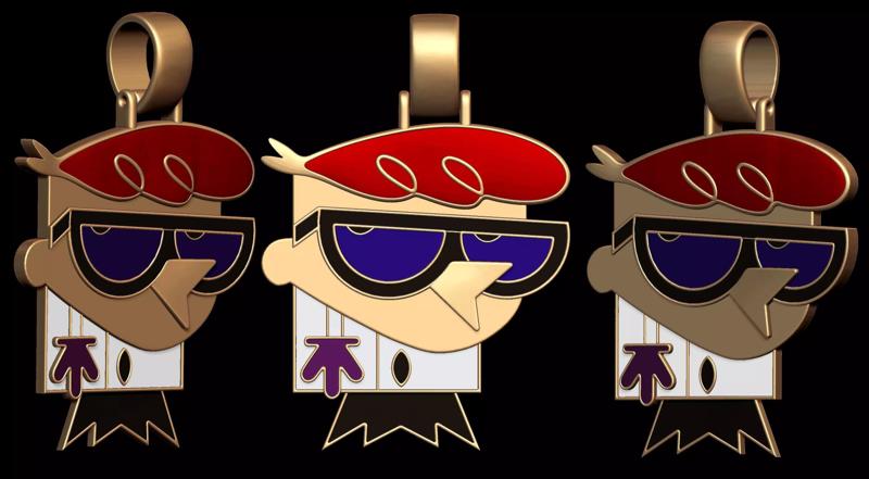 Dexter Cartoon Gold Enamel Pendant
