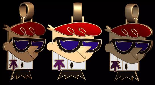 Dexter Cartoon Gold Enamel Pendant