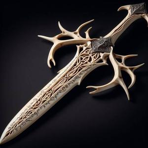 Runic Antler Sword – Fantasy Warrior Blade - cosplay