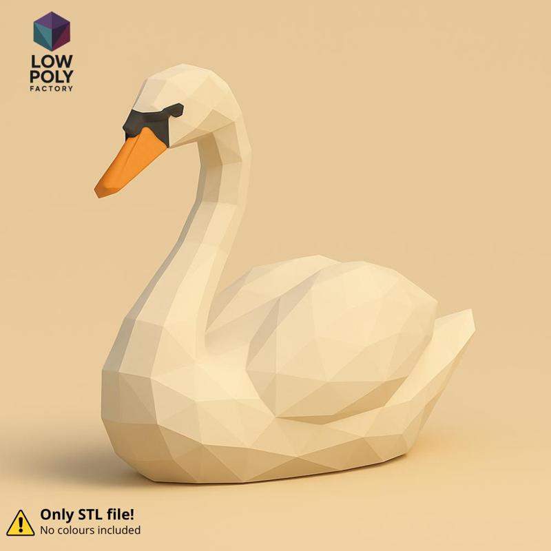 Swan - Elegant waterfowl and symbol of beauty Low Poly style