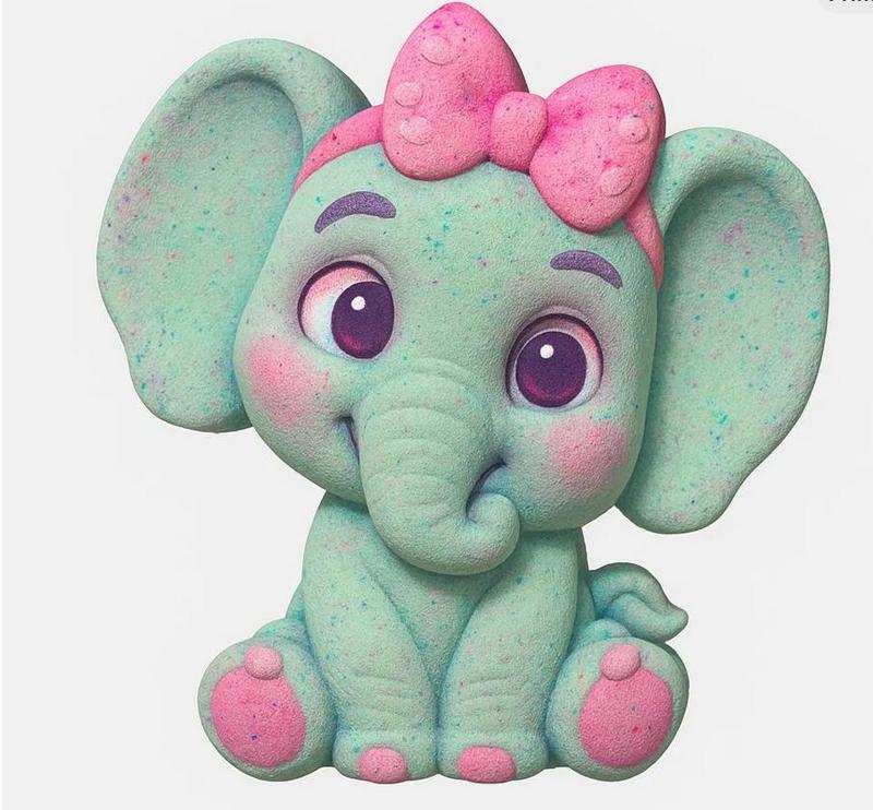 Cute Elephant, BATH BOMB MOLD , Hybrid Mold