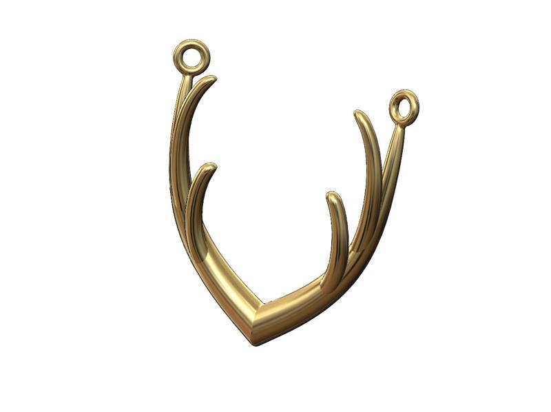 Deer antlers pendant necklace charm 3D print model