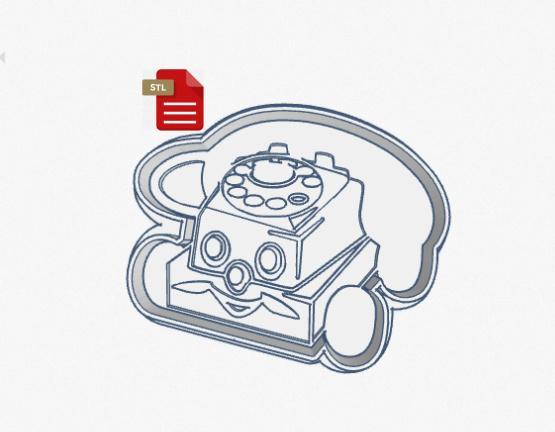 Retro Toy Telephone Cookie Cutter and Stamp
