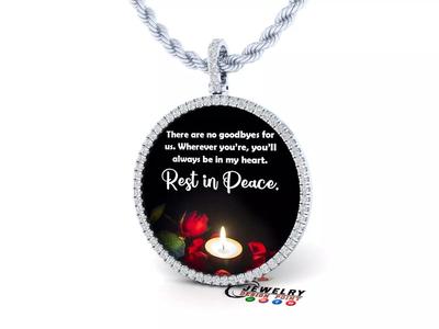 Custom Picture Pendant with Diamond - Memory Frame Pendant