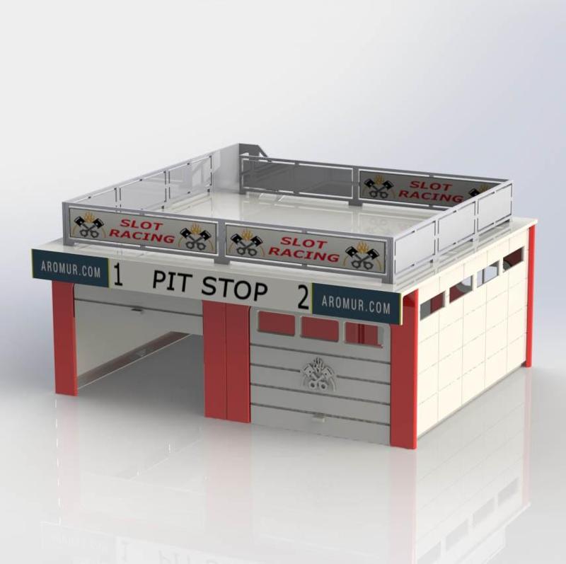 MODEL GARAGE STAND PIT BOX SLOT RACING 1/32 AROMUR